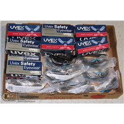 LARGE FLAT OF ASSORTED SAFETY EYEWEAR