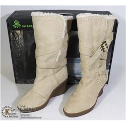 DAWGS WOMEN FASHION 11" WEDGE BUCKLE BOOTS NATURAL