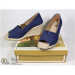 WOMENS KAYMAN 3" WEDGE OPEN TOE NAVY CANVAS