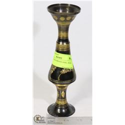8â€ ENGRAVED BRASS VASE, MADE IN INDIA