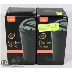 LOT OF 2 STAINLESS STEEL 510ML COFFEE MUGS
