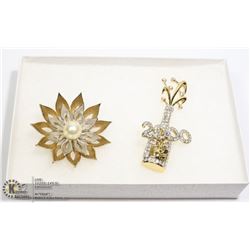 SET OF 2 VINTAGE COSTUME BROOCHES