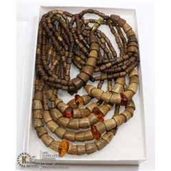 20'' WOOD/AMBER NATURAL STYLE NECKLACE