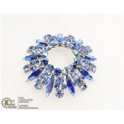 VINTAGE LARGE BLUE COSTUME SUN BROOCH