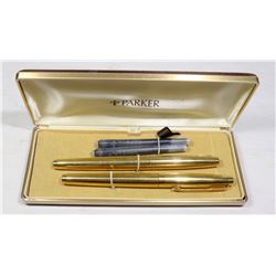 14KT GOLD NIB PARKER FOUNTAIN PEN/BALLPOINT SET