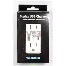 DUPLEX USB CHARGER TAMPER RESISTANT RECEPTACLE