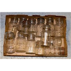 LARGE FLAT OF VINTAGE JARS WITH LIDS