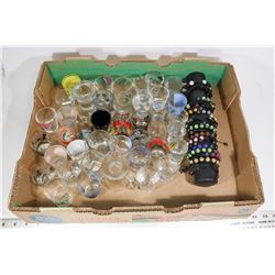 LARGE FLAT OF COLLECTIBLE SHOT GLASSES AND