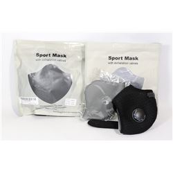 TWO SPORT MASKS WITH EXHALATION VALVES AND