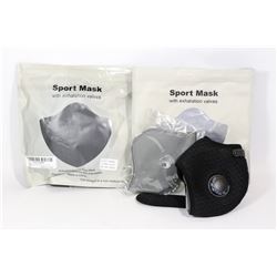 TWO SPORT MASKS WITH EXHALATION VALVES AND