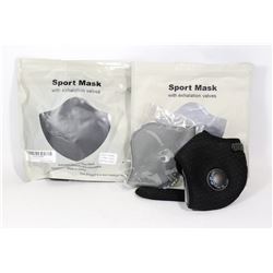 TWO SPORT MASKS WITH EXHALATION VALVES AND