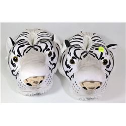 PAIR OF WHITE TIGER SLIPPERS