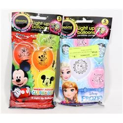 TWO NEW 5 PACKS OF LED LIGHT UP BALLOONS (ONE FROZ