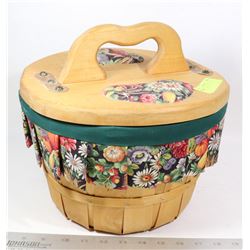WOOD/ FABRIC SEWING BASKET