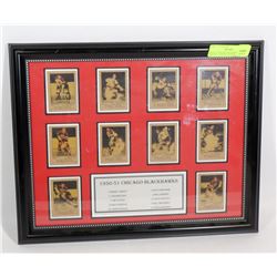 1950-51 CHICAGO BLACKHAWKS HOCKEY CARDS, FRAMED