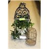 Image 1 : DECORATIVE METAL PLANT CAGE WITH METAL BIRD CAGE