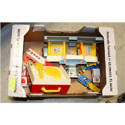 VINTAGE FISHER PRICE LOT AIRPORT FIRE TRUCK RECORD