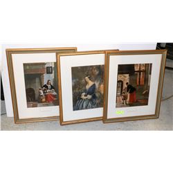 SET OF 3 GOLD FRAMED WALLACE COLLECTION