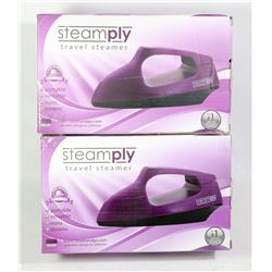 TWO PURPLE STEAMPLY TRAVEL STEAMERS