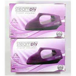 TWO PURPLE STEAMPLY TRAVEL STEAMERS