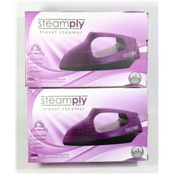 TWO PURPLE STEAMPLY TRAVEL STEAMERS
