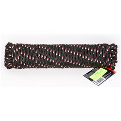 NEW 3/8" X 75' BLACK BRAIDED POLYPROPYLENE ROPE