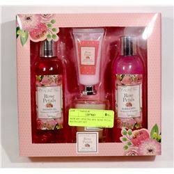 NEW 4PC OPALINE SPA  ROSE PETAL BATH GIFT SET
