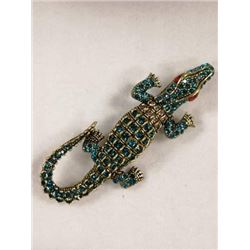 ALLIGATOR DESIGN RHINESTONE BROOCH