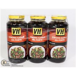 THREE BOTTLES OF VH STRONG GARLIC SAUCE