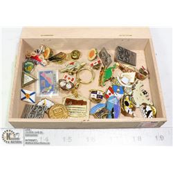 BOX OF 30+ LAPEL PINS