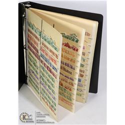 ESTATE STAMP COLLECTION BINDER WITH OVER THOUSAND