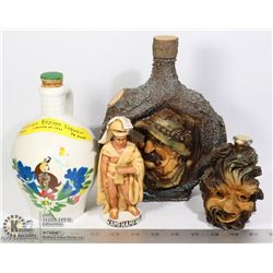 4 VINTAGE LIQUOR DECANTERS