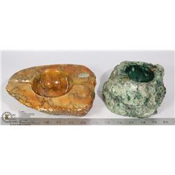 2 VINTAGE ITALIAN ALABASTER ASHTRAYS