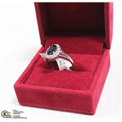 10K WHITE GOLD SAPPHIRE(1.9CT)  RING SIZE 6