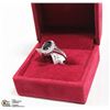 Image 1 : 10K WHITE GOLD SAPPHIRE(1.9CT)  RING SIZE 6