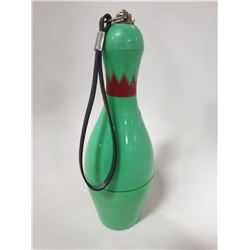 1960'S PICNIC BOWLING PIN THERMOS, CUP & UTENSILS