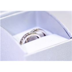 2 X 14K WHITE GOLD DIAMOND RINGS (2 BANDS)