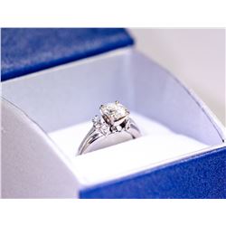 18K WHITE GOLD MOISSANITE AND DIAMOND RING