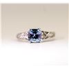 Image 2 : 14K WHITE GOLD TANZANITE AND DIAMOND RING