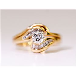 14K YELLOW AND WHITE GOLD TWO PIECE FANCY