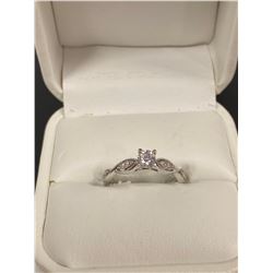 18K WHITE GOLD CZ AND DIAMOND RING