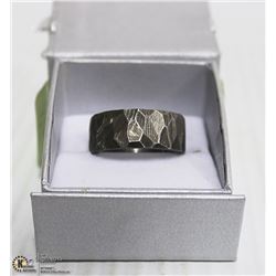 9MM WIDE HANDMADE, TEXTURED DAMASCUS STEEL RING