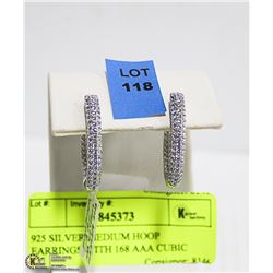 925 SILVER MEDIUM HOOP EARRINGS WITH 168 AAA CUBIC
