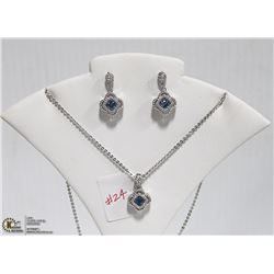 925 SILVER PENDANT WITH CHAIN AND EARING SET WITH