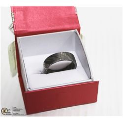 6MM WIDE HANDMADE DAMASCUS STEEL RING, SIZE 10