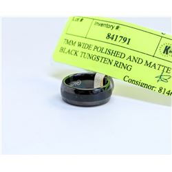 7MM WIDE POLISHED AND MATTE BLACK TUNGSTEN RING