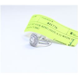 925 SILVER RING (SIZE 6.5) WITH 77 AAA CUBIC
