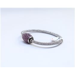 SILVER BRACELET WITH CLEAR AND PINK SYNTHETIC