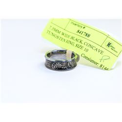 7.5MM WIDE BLACK, CONCAVE TUNGSTEN RING, SIZE 10