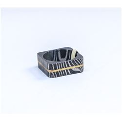 7.5MM WIDE DAMASCUS STEEL RING, SIZE 8